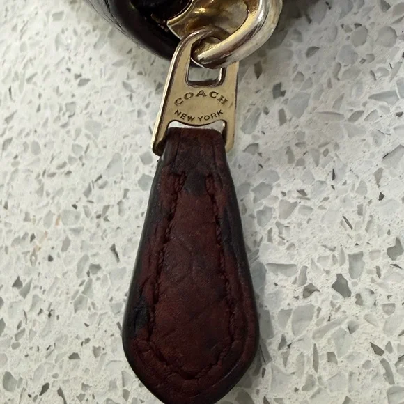 Coach Dark Brown Leather Monogram Gold Hardware Zippered Wallet - Picture 8 of 13